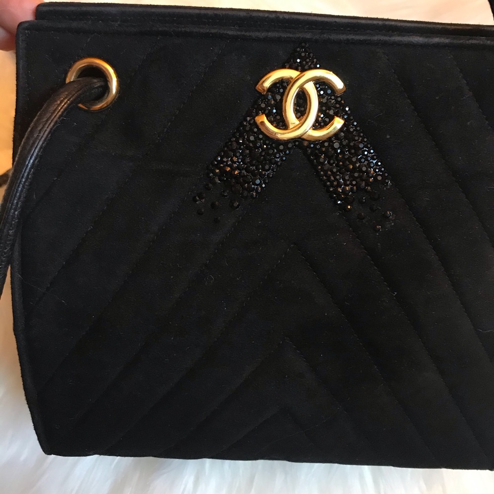 Authentic Chanel Suede Chevron Mini Shoulder Bag - image 5